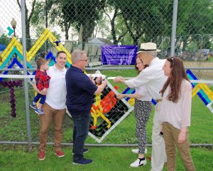 The Northern New Jersey Community Foundation holds a ribbon cutting ceremony to open 'The Path of Us: A Public Art Fence Weaving'. Photo Credit: Stephen Mazzella