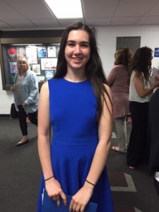 Leonia High School senior Ula Goldstein receives the first NNJCF's Frank DeLorenzo Memorial Scholarship Fund's award for the arts.