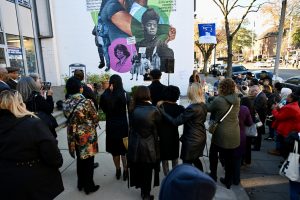 Speakers presented about the importance and the impact of this public art at the reveal celebration of "The Black Women's Mural Project". Photo credit: Sam Lee