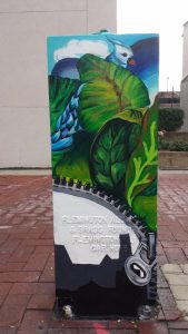 See painted utility art boxes on Main Street in Hackensack.