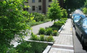 An urban area with green infrastructure for environmental justice